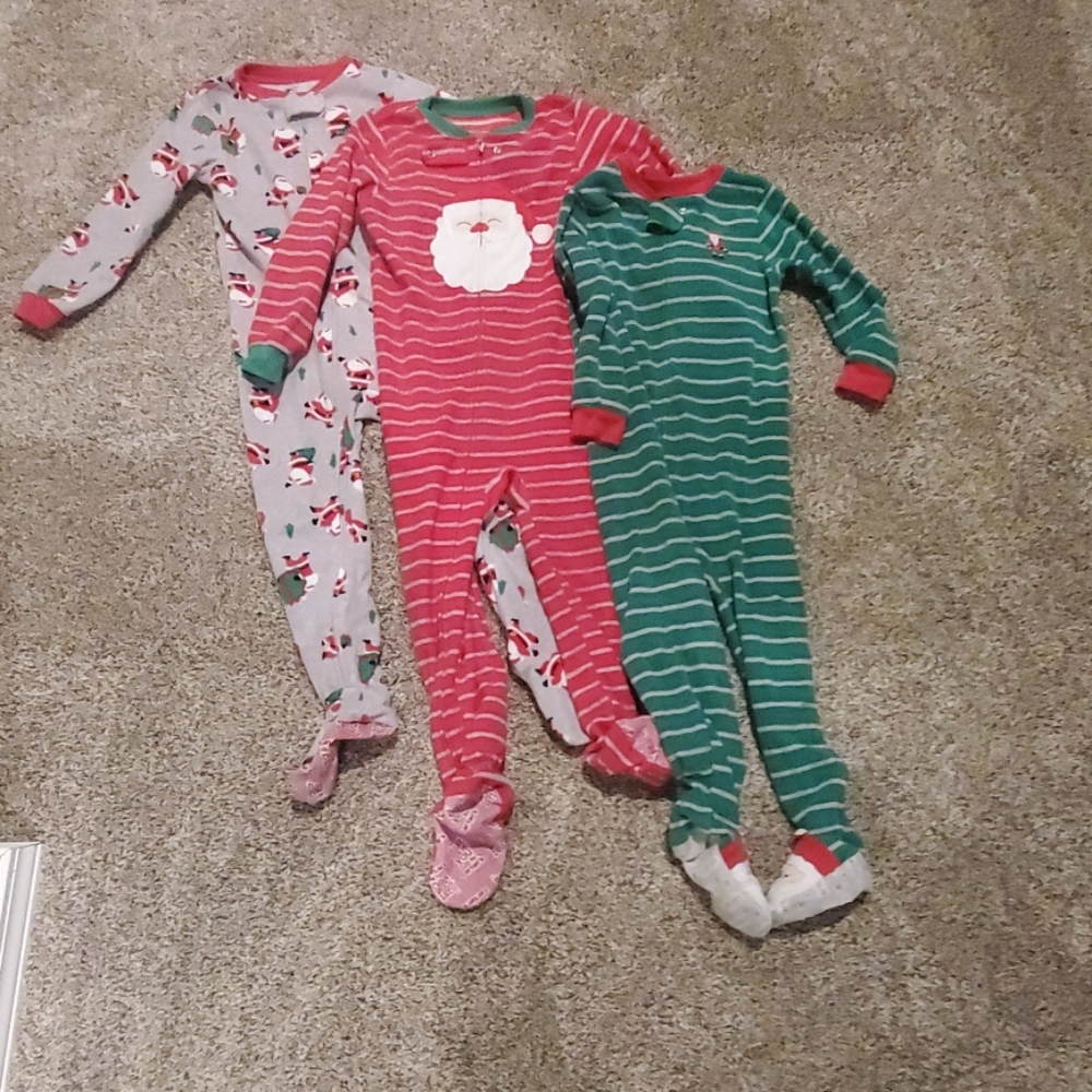 Lot of 3 size 4T/5T christmas footie PJs